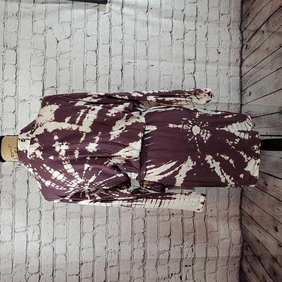 Young Fabulous & Broke Plum and Cream Faux Wrap Dress Size M NWT - Picture 7 of 14
